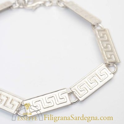 Bracciale argento moduli rigidi decorati con greca