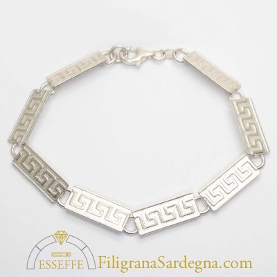 Bracciale argento moduli rigidi decorati con greca