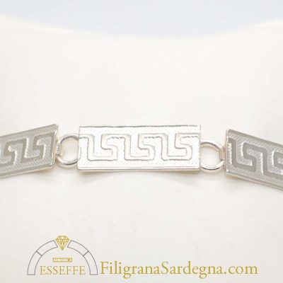 Bracciale argento moduli rigidi decorati con greca