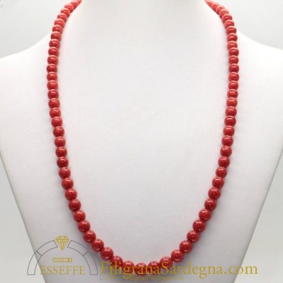 Collana di corallo rosso sfere a scalare