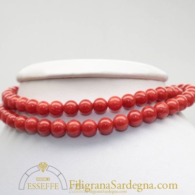 Collana di corallo rosso sfere a scalare