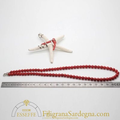 Collana di corallo rosso sfere a scalare