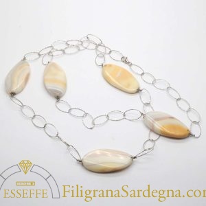 Collana in argento e agate striate