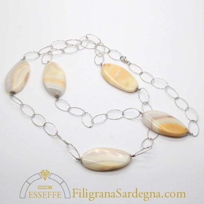 Collana in argento e agate striate