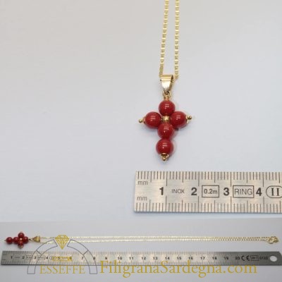 Croce in corallo rosso da 6mm